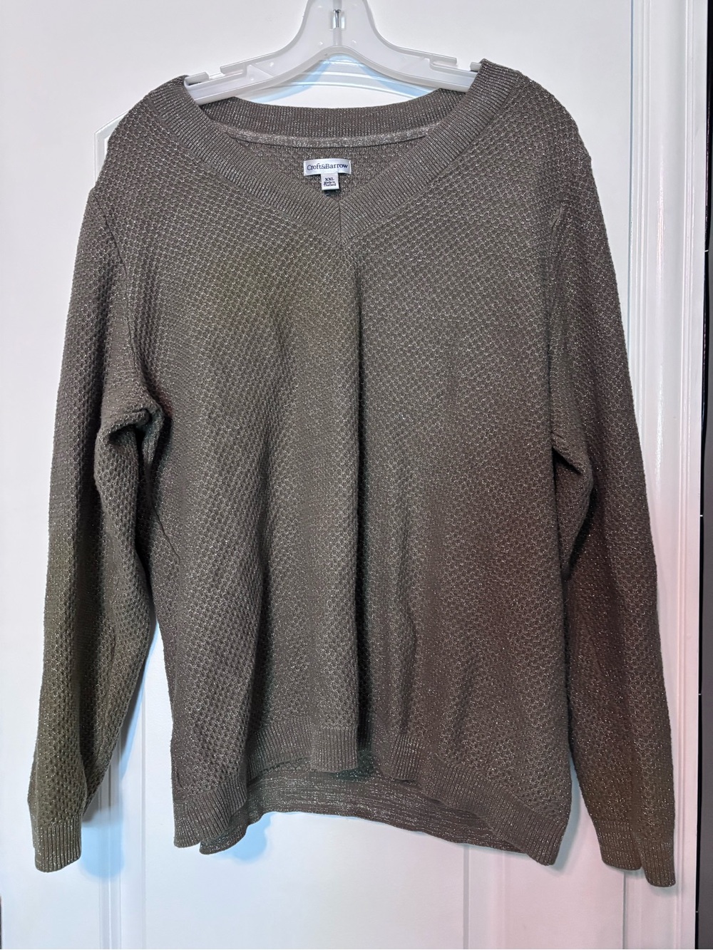 Croft & Barrow Olive Green & Metallic Women's Knit Sweater Size XXL